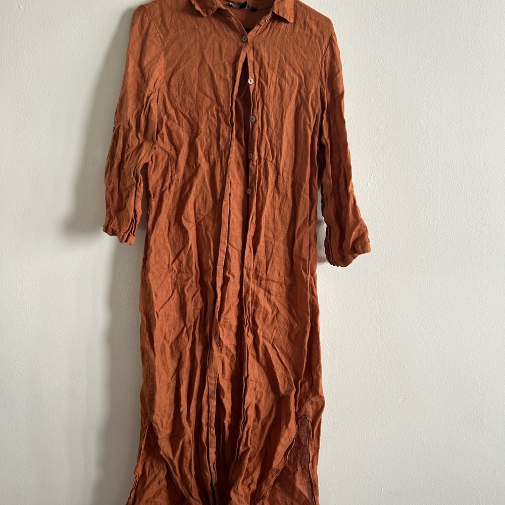 Rust Orange Button-Up Duster - Picture 4 of 4